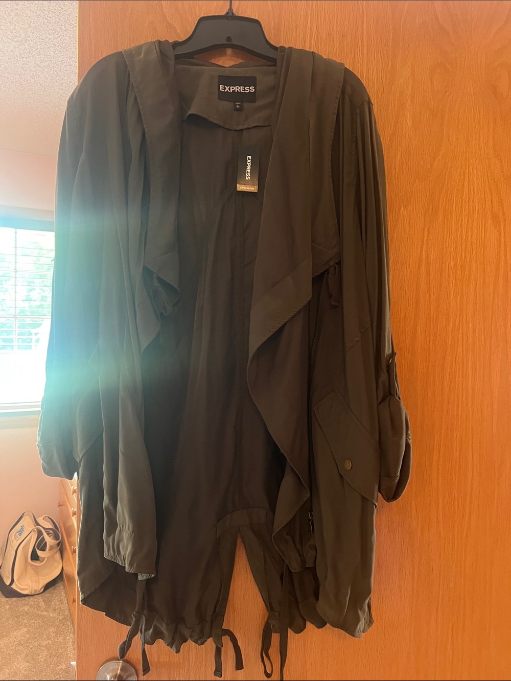 Express Women's Olive Green Lightweight Draped Jacket
